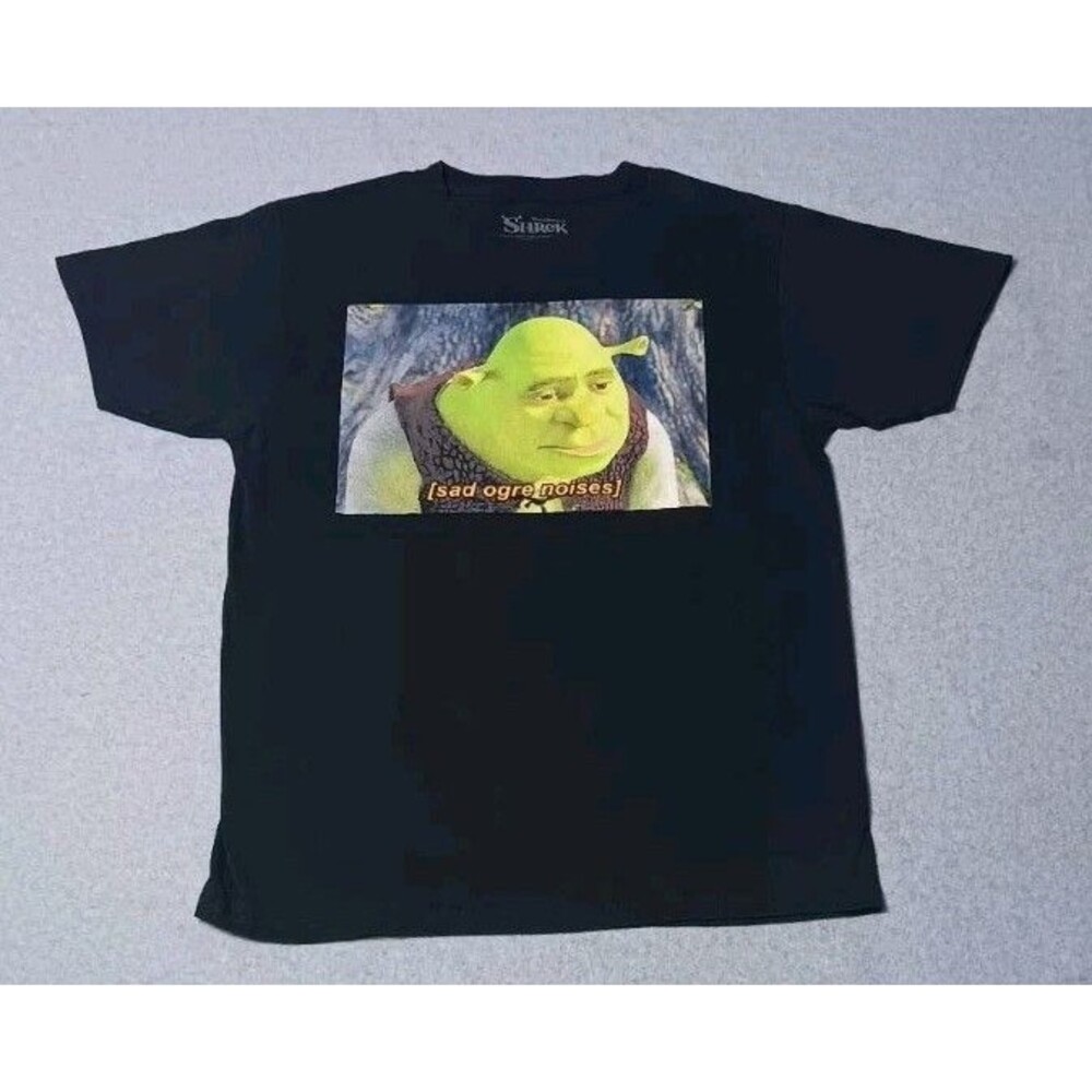 Shrek Graphic Tee Tshirt M Black Sad Ogre Noises Meme Funny Humorous Movie Y2K